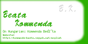 beata kommenda business card